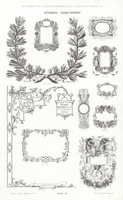 Página de Vignettes Typographiques (gravura) de French School
