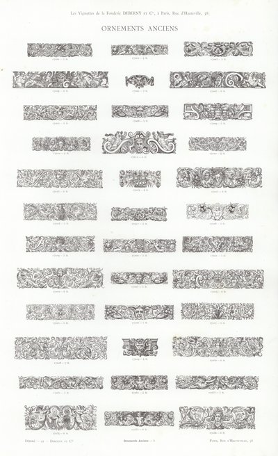 Página de Vignettes Typographiques (gravura) de French School