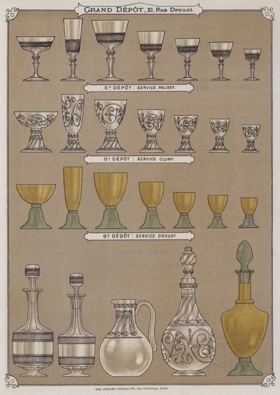 Página do catálogo do Grand Depot de Porcelaines, Faiences et Verreries (cor litho) de French School