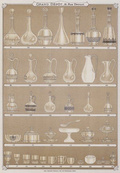 Página do catálogo do Grand Depot de Porcelaines, Faiences et Verreries (cor litho) de French School