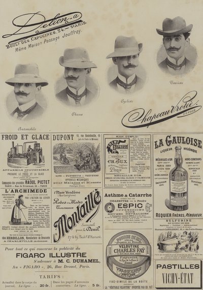 Página de anúncios do Le Figaro Illustre, dezembro de 1897 (litho) de French School