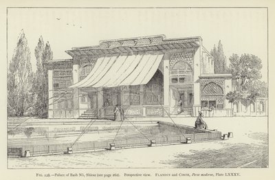 Palácio da festança não, Shiraz, vista em perspectiva de French School