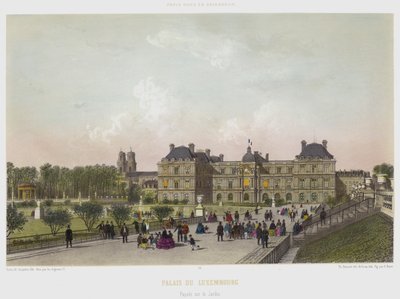 Palais Du Luxembourg, Fachada no Jardim (cor litho) de French School