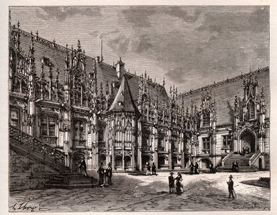 Palais de justice de Rouen antigo parlamento da Normandia - gravura em "France illustree: geography, history, statistical administration" de V.A. Malt-Brown. 1884 de French School