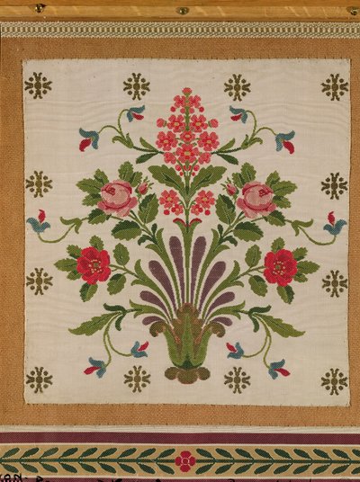 Painel de seda com buquê de flores de Pernon, Lyons (seda) de French School