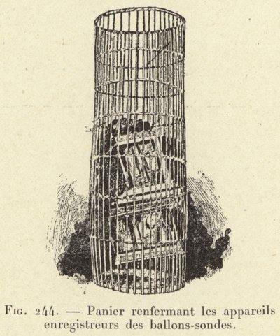 Cesto contendo os dispositivos de gravação para os balões de som (gravação) de French School