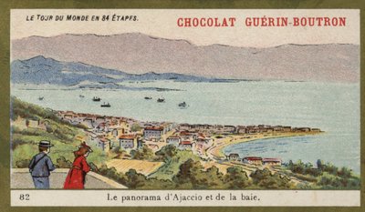 Panorama de Ajaccio e a baía (chromolitho) de French School