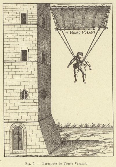 Pára-quedas de Fauste Veranzio de French School