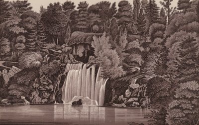 Paris: cascata do Bois de Boulogne (litho) de French School