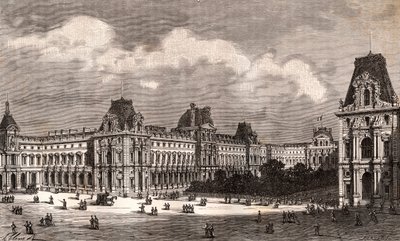 Paris Le Louvre - gravura em "La France illustree: geography, history, administration statistique" de V.A. Malt-Brown. 1884 de French School