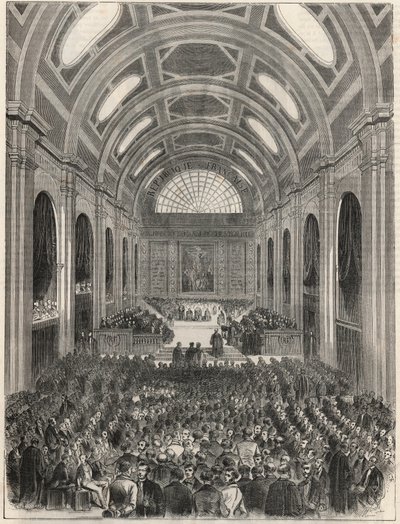 Paris, Palais de Justice - A Salle des pas perdus durante uma cerimónia oficial - Gravação em "Tableau-de-Paris" de Edmond Texier 1852 de French School