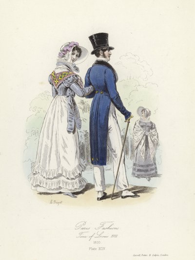 Modas de Paris, época de Luís XVIII de French School