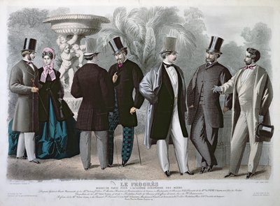 Placa de moda parisiense para Le Progres, junho de 1864 (gravura a cores) de French School