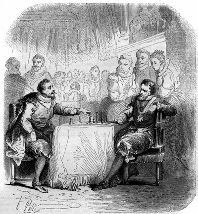Parte do xadrez entre Henrique IV da França (1553-1610) e o Duque de Vendôme. de French School