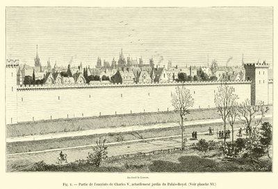 Parte do recinto de Charles V, atualmente Jardim do Palais-Royal, ver placa VI de French School