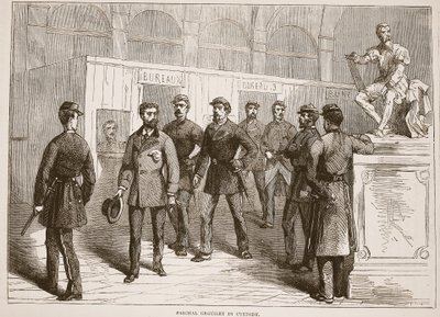 Pascal Grousset sob custódia, ilustração de Cassells História da guerra entre a França e a Alemanha, 1870-1871 de French School