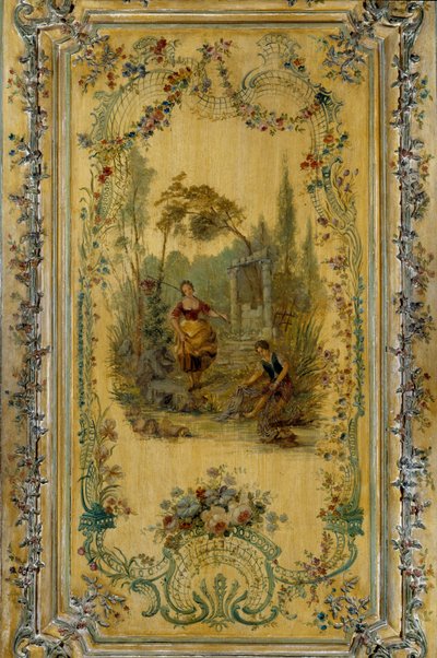 Cena pastoral, painel do apartamento da Dauphine Marie Josephe da Saxônia (1731-1767) de French School