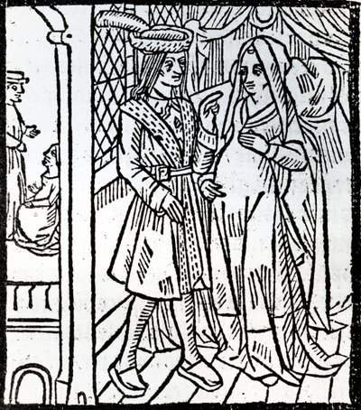 Pathelin e Guillemette, da farsa do mestre Pierre Pathelin, c.1465 de French School