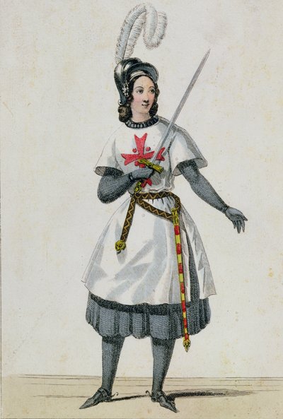 Pauline Garcia-Viardot (1821-1910) no papel de Tancredi na ópera por Gioacchino Rossini (1792-1868) no Theatre Italien, Paris de French School