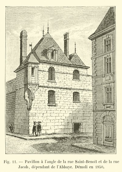 Pavillon um langre da rue Saint-Benoit e rue Jacob, dependendo da Abadia, Demoli em 1850 de French School