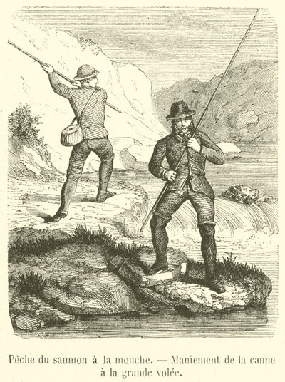Pesca com mosca para salmão, Manuseamento da cana com a mosca grande (gravação) de French School