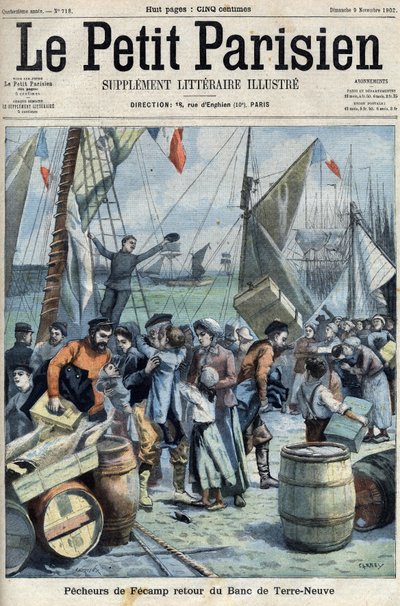 Pecheurs de Fecamp: regresso do Banc de terre Neuve (Terra Nova), em " Le petit Parisien". de French School