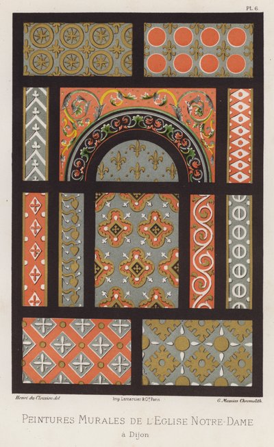 Pinturas murais da Igreja de Notre-Dame, em Dijon (cor litho) de French School