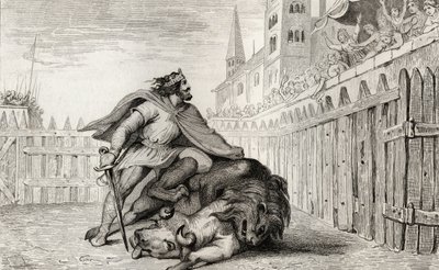Pepino III (714-68) O Breve com o Leão e o Touro, de &39;Histoire de France&39; de Colart, publicado em 1840 de French School