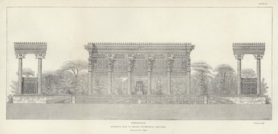 Persépolis, Salão Hipostilo de Xerxes, elevação geométrica, restaurada por Ch Chipiez de French School