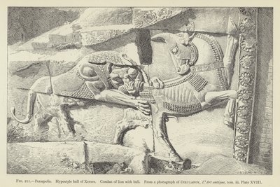 Persépolis, Corredor de Hipócrates de Xerxes, Combate de leão com touro de French School