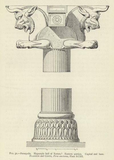 Persépolis, Corredor hipostilo de Xerxes, Pórtico oriental, Capital e base de French School