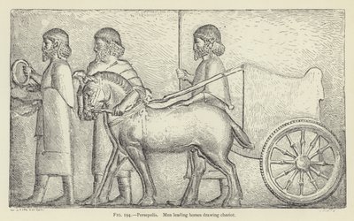 Persépolis, homens levando cavalos desenhando carruagem de French School