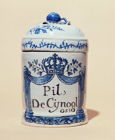 Frasco farmacêutico para comprimidos de cynoglossum, c.1700 (cerâmica) de French School