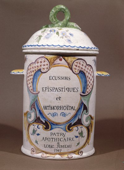 Pote farmacêutico do farmacêutico Patry em Longjumeau, 1767 (cerâmica) de French School