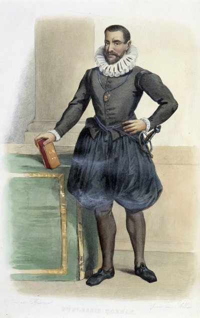 Philippe de Mornay, seigneur de Plessis Marly, dit Duplessis Mornay, estadista francês (1549-1623). - em "Le Plutarque francais", Ed. Mennechet de French School