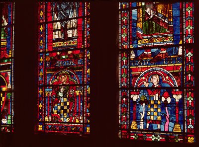 Pierre de Dreux (1190-1250) e seu filho Jean de Bretagne (1237-86) detalham de uma janela de lanceta no transepto sul, c.1217-25 de French School