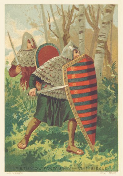 Pieton ou soldado de infantaria no século 8 de French School