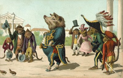 Porco vestido de general (cor litho) de French School