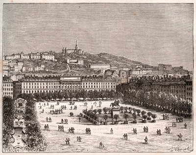 Place Bellecour ou Place Louis-le-Grand - la plus grande place de Lyon - gravura em "La France illustree: geography, history, statistical administration" de V.-A. Malt-Brown. 1884 de French School