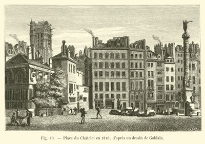 Place du Châtelet em 1818; dapres um desenho de Goblain de French School