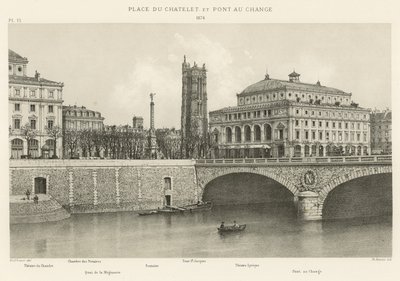 Praça Chatelet e Ponte de Mudança, 1876 de French School