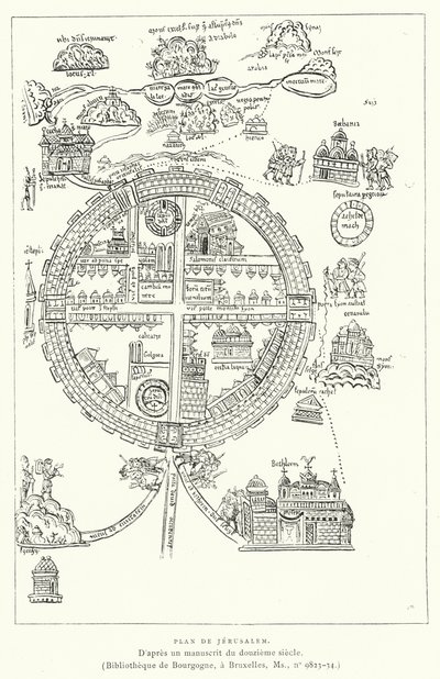 Plano De Jerusalém (gravura) de French School