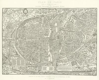 Mapa, de, paris, sob, a, regne, de, Henry, ii, por, olivier, Truschet, e, germain, Hoyau de French School