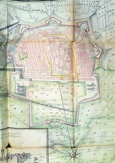 Plano de Toulon, 1669 (caneta e tinta e wc no papel) de French School