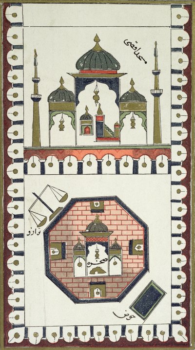 Plano da Mesquita Al-Aqsa e do Qubbat Al-Sakhra (Cúpula da Rocha), depois de um manuscrito árabe do século XVIII de French School