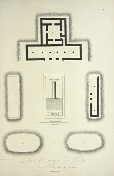 Plano das Ruínas de Mitla na Província de Oaxaca, ilustração de 