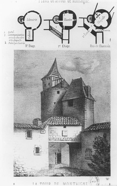 Plano do Tour de Montaigne, em Saint-Michel-de-Montaigne (litho) de French School