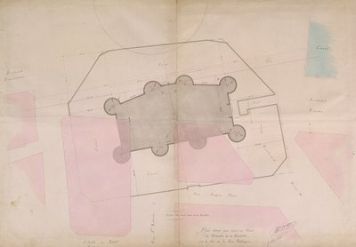 Plano mostrando as linhas de perímetro da Bastilha, 1830 de French School