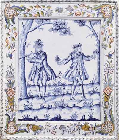 Placa representando uma cena de The Magic Flute (faiança) de French School