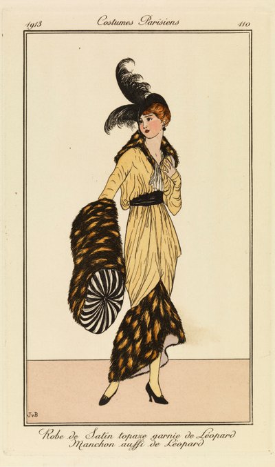 Prato 110 de "Costumes Parisiens" (trajes parisienses) de French School